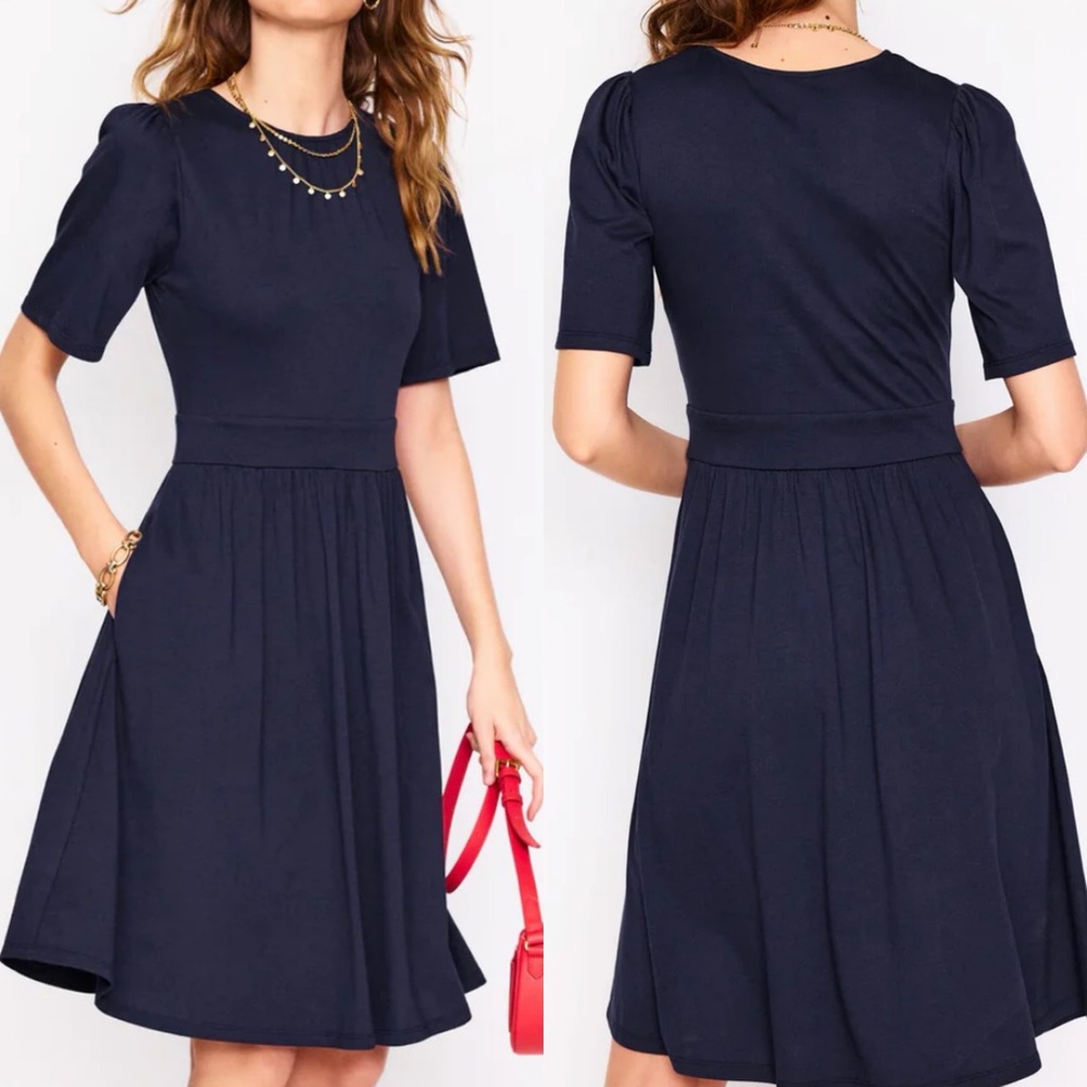 NWT Boden Petite Louisa Navy Blue Short Sleeve Dress Sz 8P